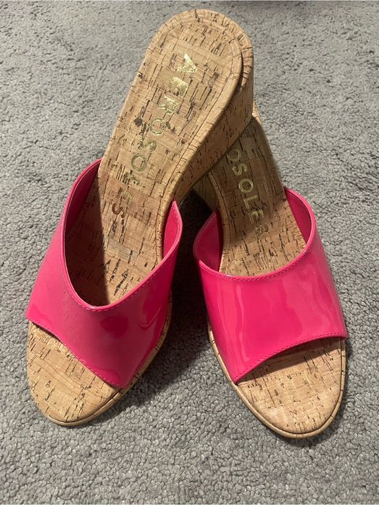 AEROSOLES Shoes - Aerosoles Pink Patent Cork Wedge Heels Size 8